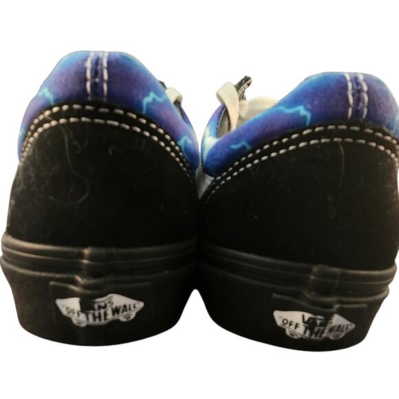 Vans Old Skool Black Blue Lightning Low Top Sneakers Men's 7 / Women's 8.5 - Picture 4 of 13